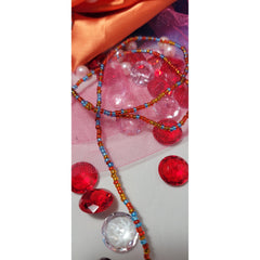 Red, Blue and Gold Shiny Waist Beads
