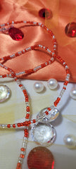 Red and Crystal Clear Waist Beads