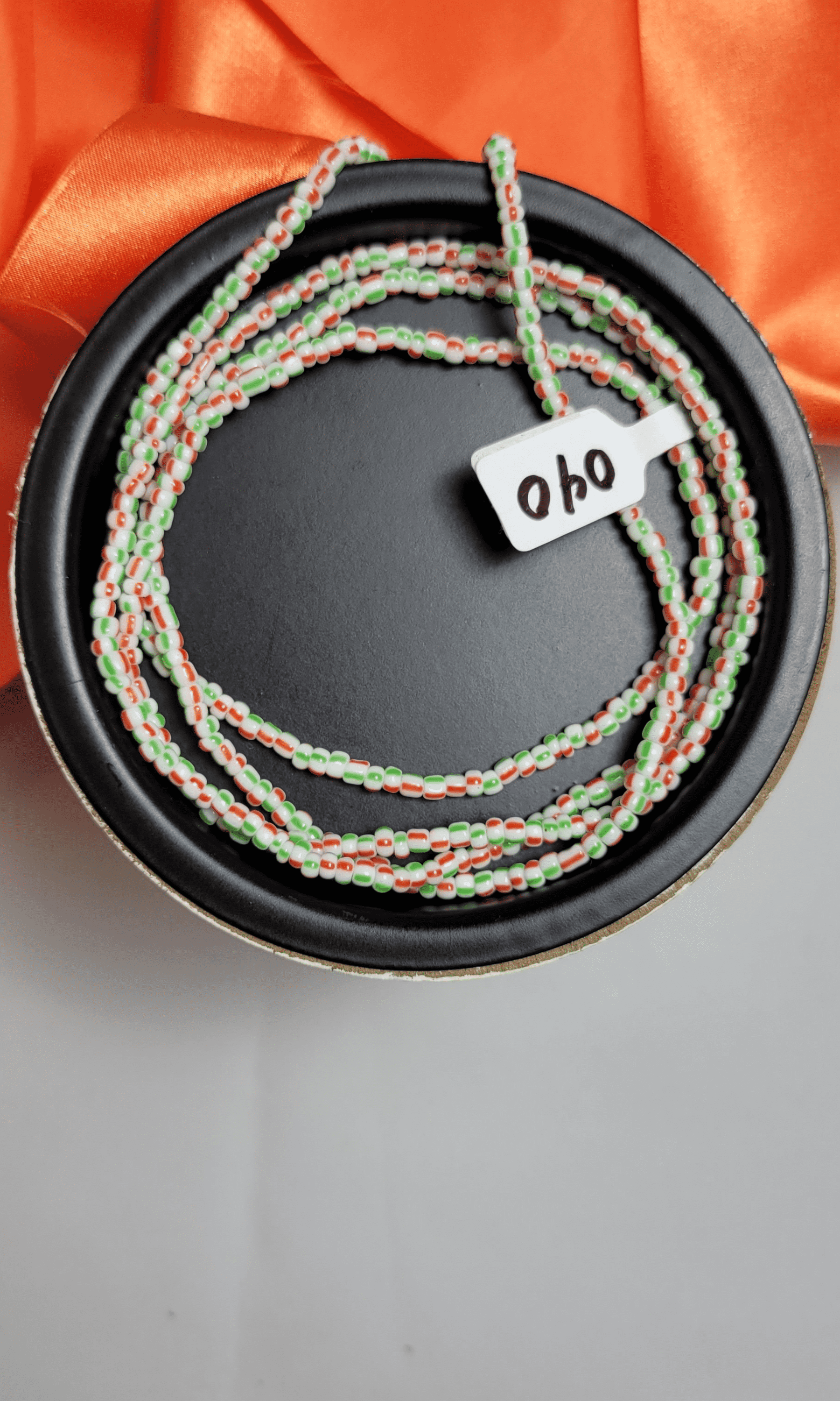 Red, Green & White Waist Beads - Beads Of Africa