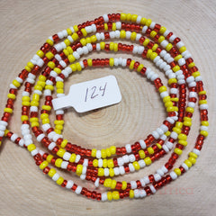Red, Yellow and White Waist Beads