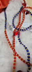 Round Blue, Red and Gold Waist Beads