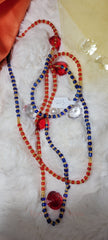 Round Blue, Red and Gold Waist Beads