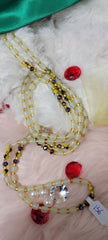 Round Bluish Green, Yellow and Gold Glow in the Dark Waist Beads