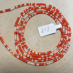 Round Chili Red Crystal Clear Waist Beads