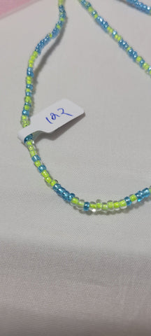 Round Cyan Blue and Soft Yellow Crystal Waist Beads