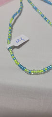 Round Cyan Blue and Soft Yellow Crystal Waist Beads
