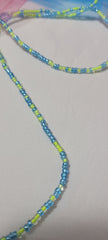 Round Cyan Blue and Soft Yellow Crystal Waist Beads