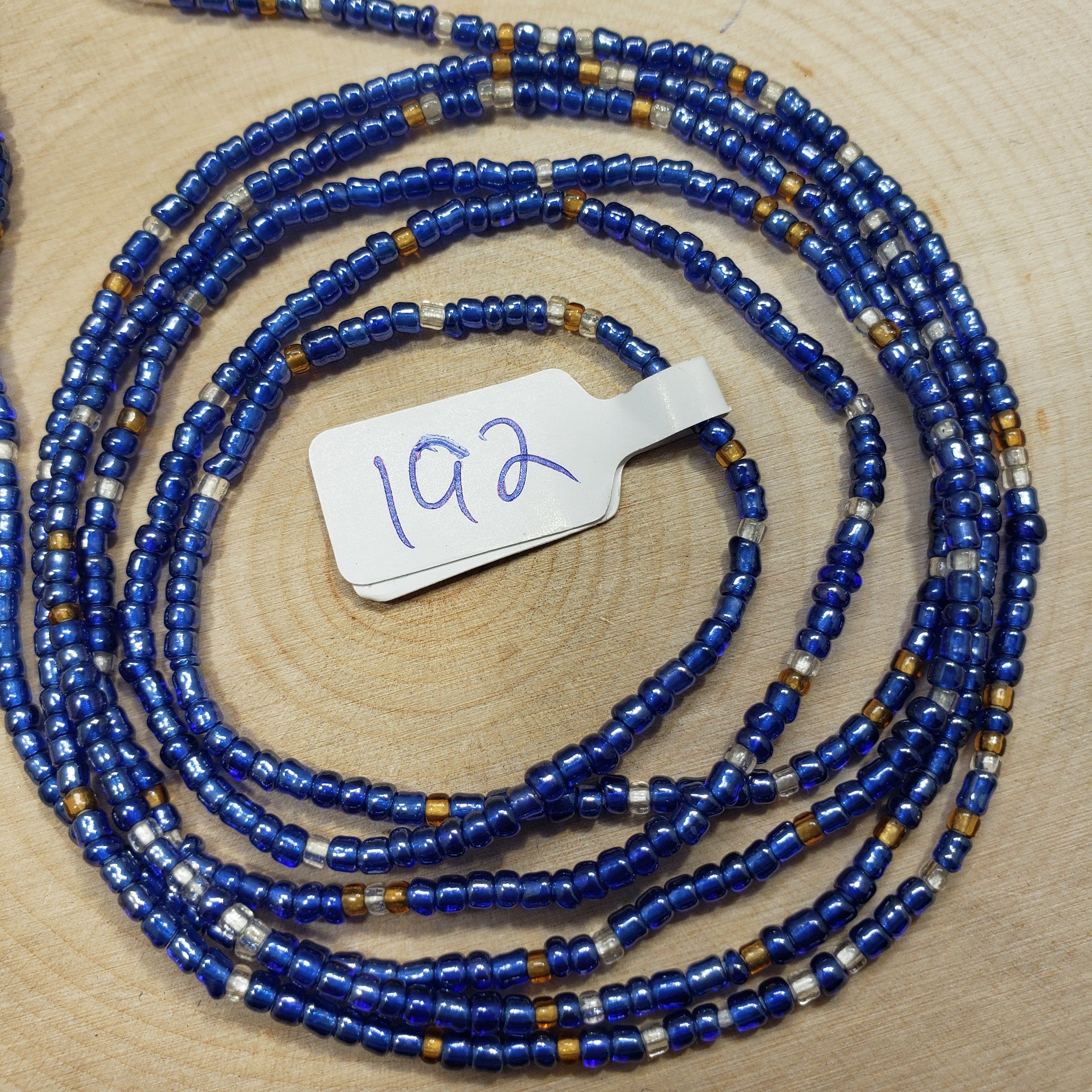 Clear Round Navy Blue Mixed Waist Beads