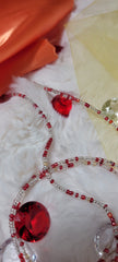 Round Red, Gold and Crystal Clear Waist Beads