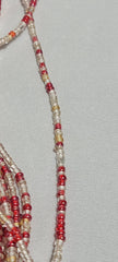 Round Red, Gold and Crystal Clear Waist Beads
