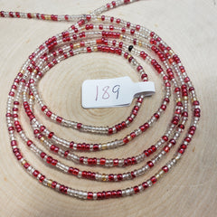 Round Red, Gold and Crystal Clear Waist Beads