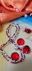 Round Red, White and Blue Mixed Waist Beads