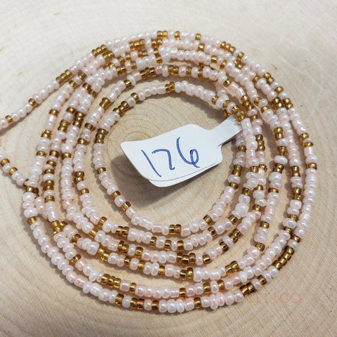 Shimmering Baby Pink and Gold Waist Beads