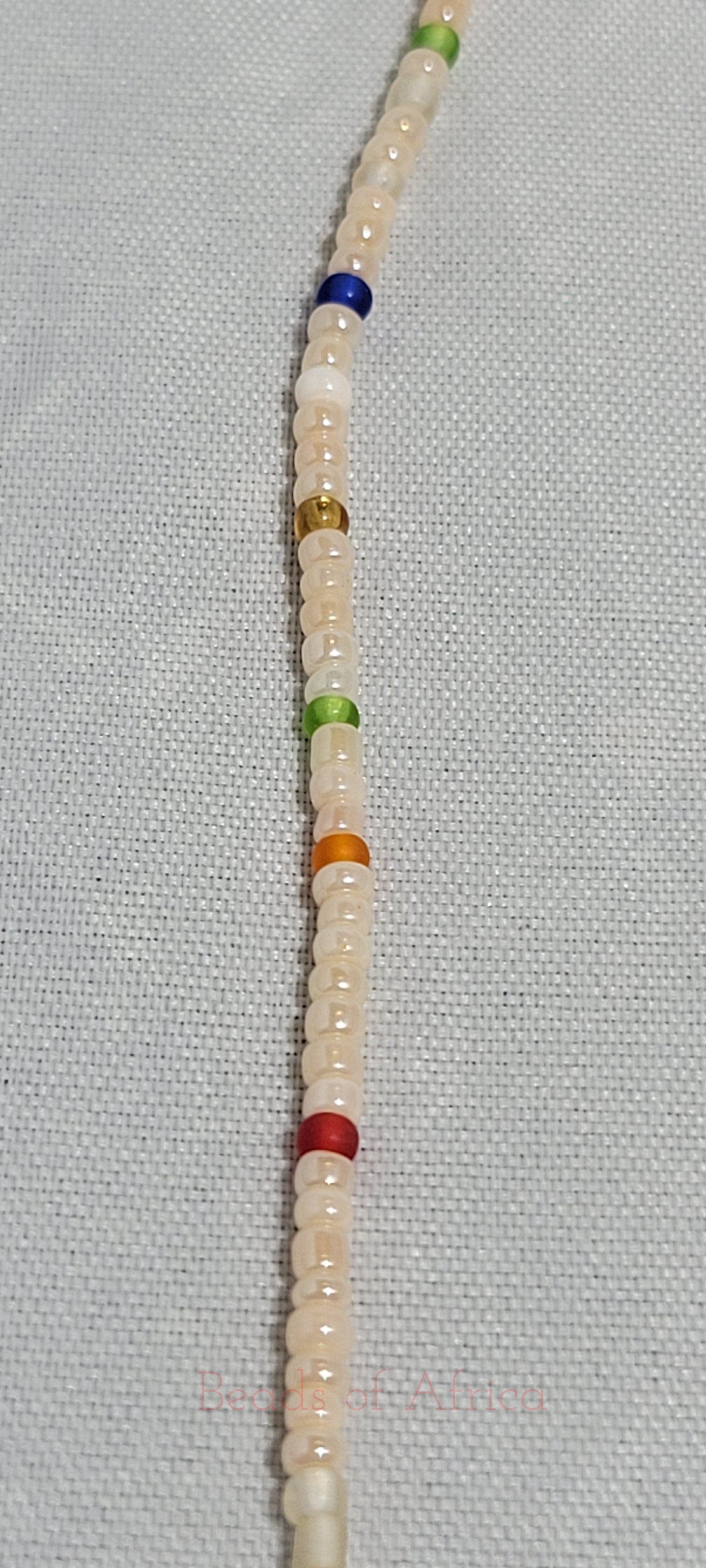 Shimmering Light Pink with Mixed Colored Crystal Waist Beads