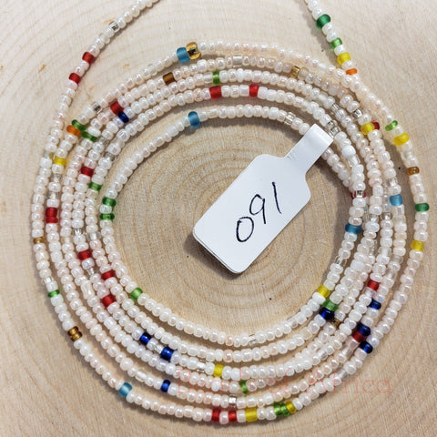 Shimmering Light Pink with Mixed Colored Crystal Waist Beads