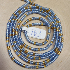 Shiny Blue with Gold Waist Beads