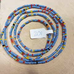 Shiny Blue with Mixed Color Waist Beads