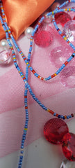 Shiny Blue with Mixed Colors Waist Beads