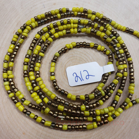 Shiny Deep Brown with Yellow Waist Beads