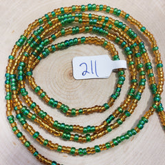 Shiny Green and Gold Waist Beads