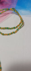 Shiny Green and Gold Waist Beads