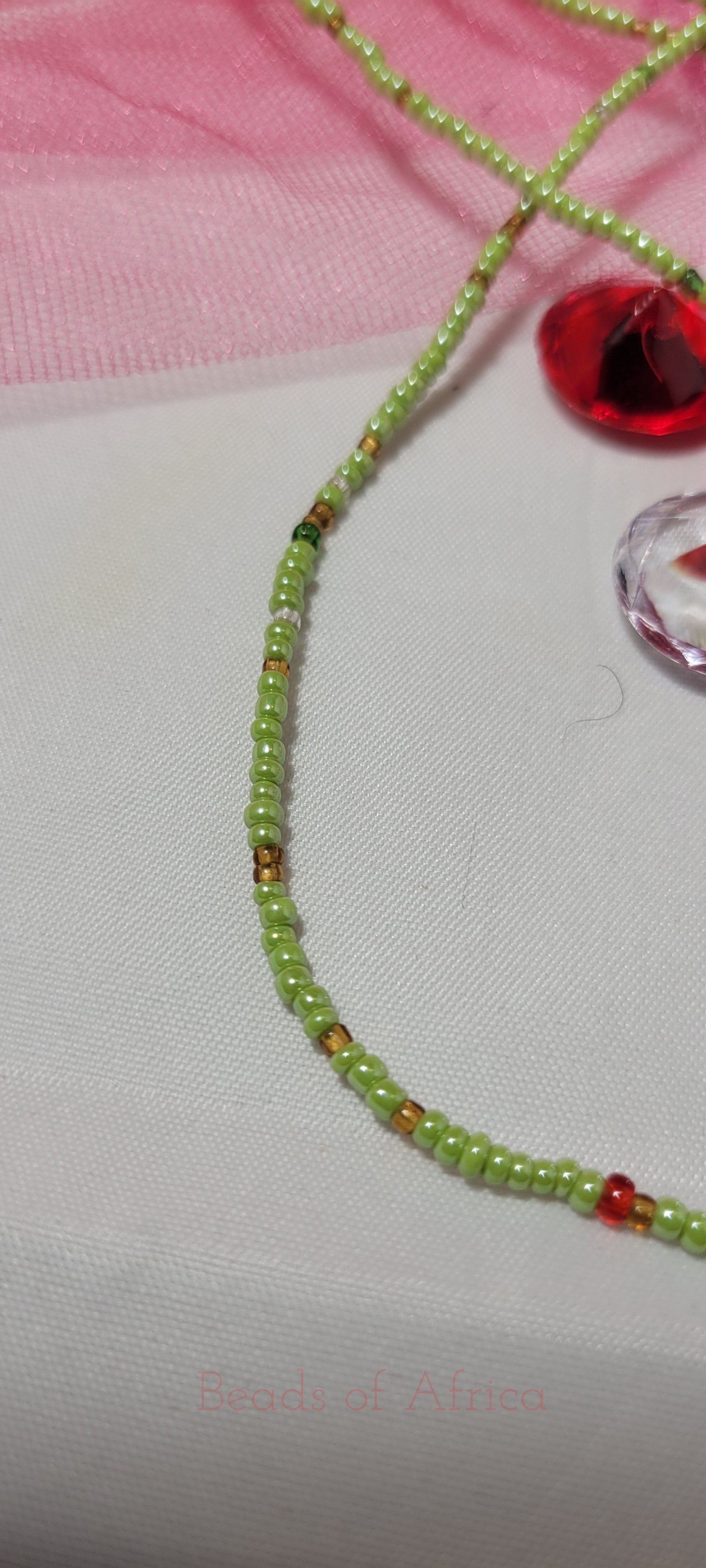 Shiny Lime Green with Mixed Color Waist Beads