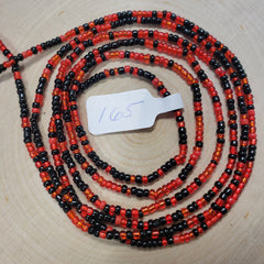 Shiny Red with Black Crystal Waist Beads