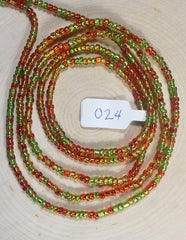 Shiny Red and Green Mixed Waist Beads