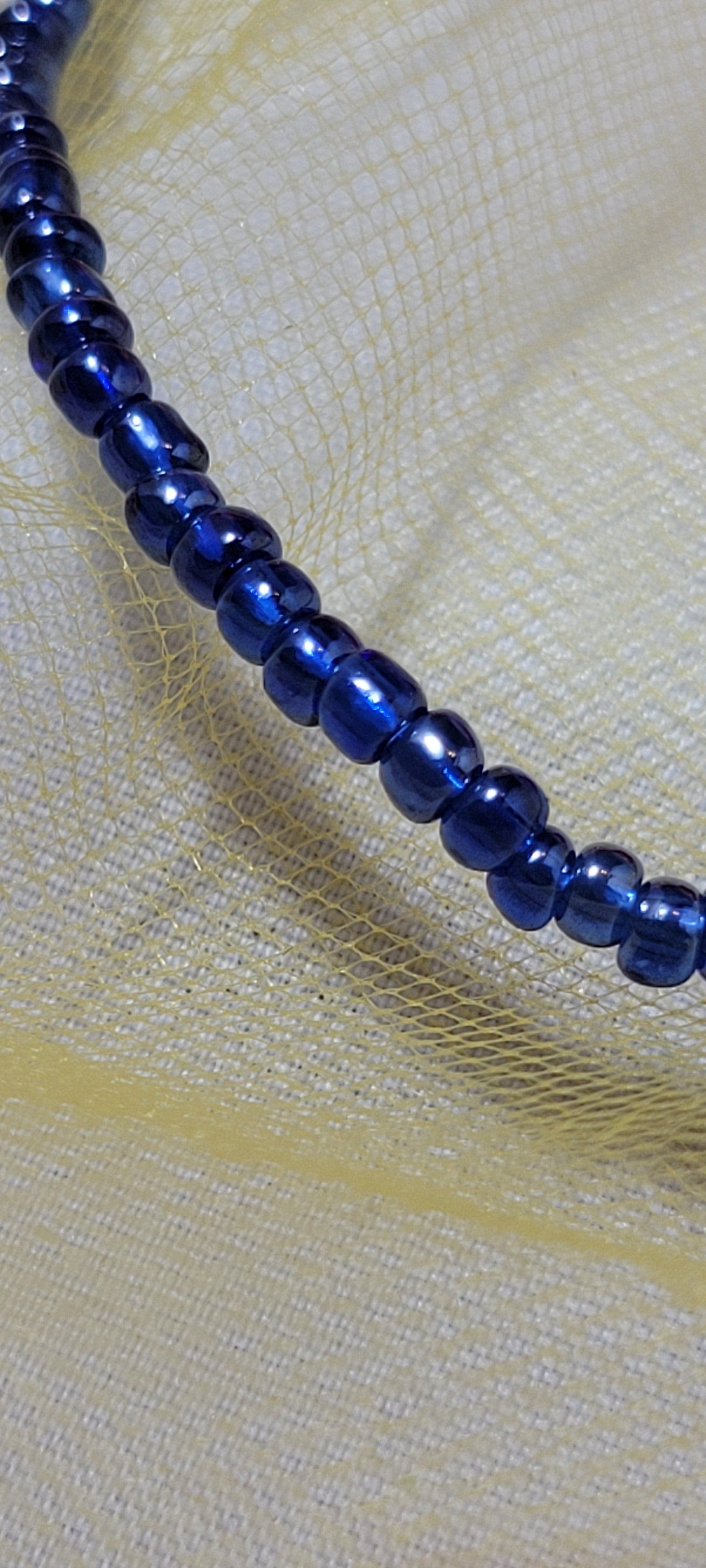Shiny Double Toned Blue Waist Beads
