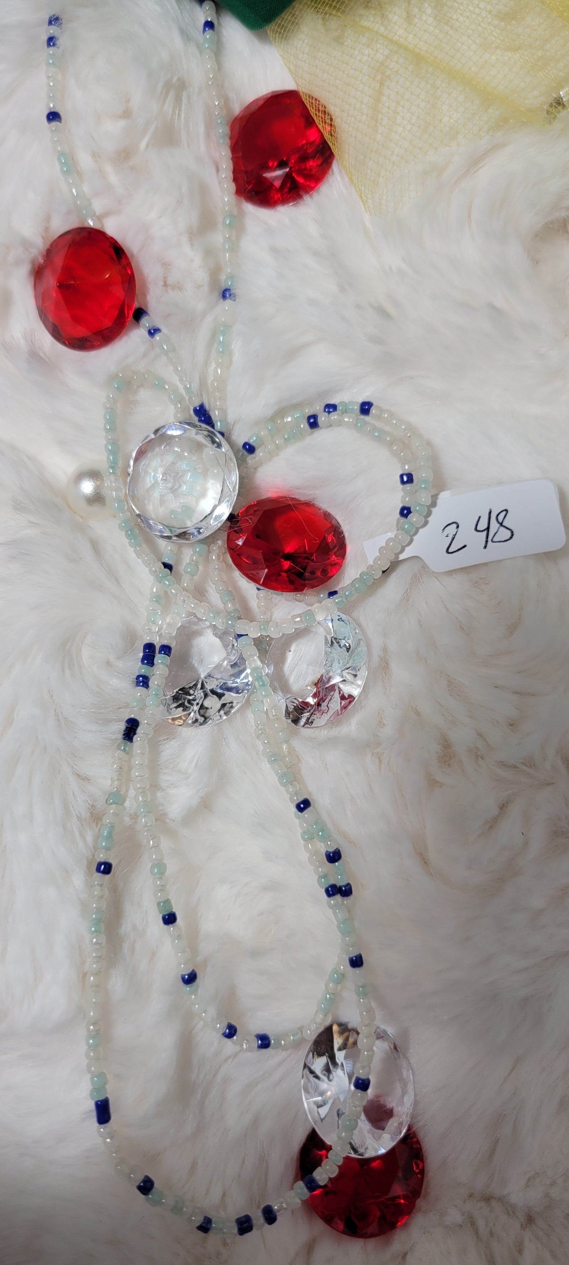 Shiny White, Light and Dark Blue Waist Beads