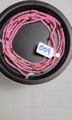 Pink and Gold Waist Bead With Crystal Shapes - Beads Of Africa