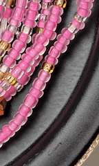 Pink and Gold Waist Bead With Crystal Shapes - Beads Of Africa