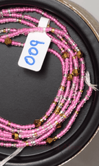 Pink and Gold Waist Bead With Crystal Shapes - Beads Of Africa