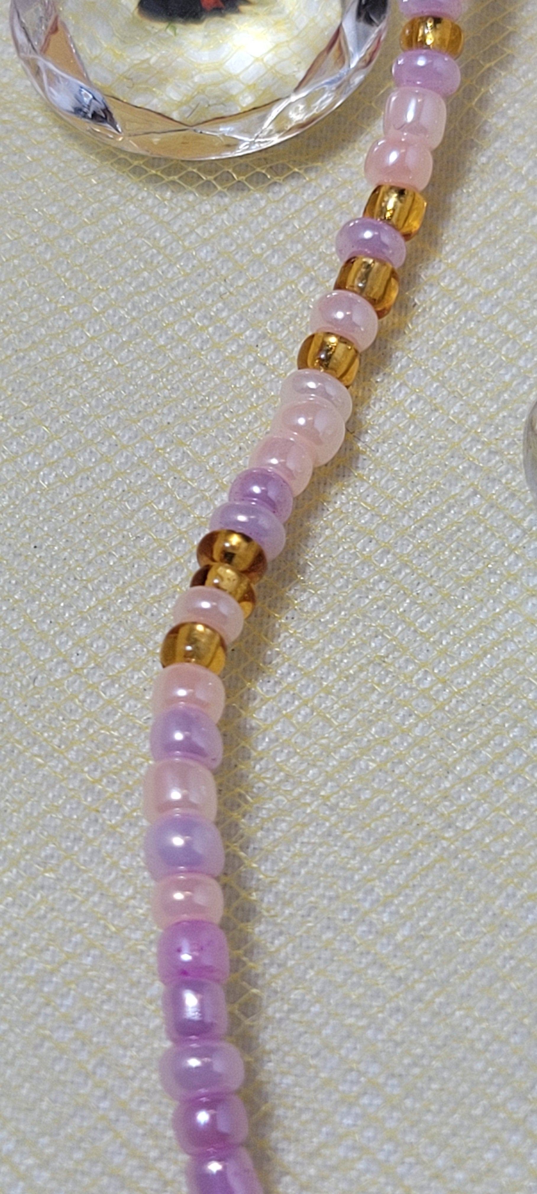 Soft Pink with Crystal Gold Waist Beads