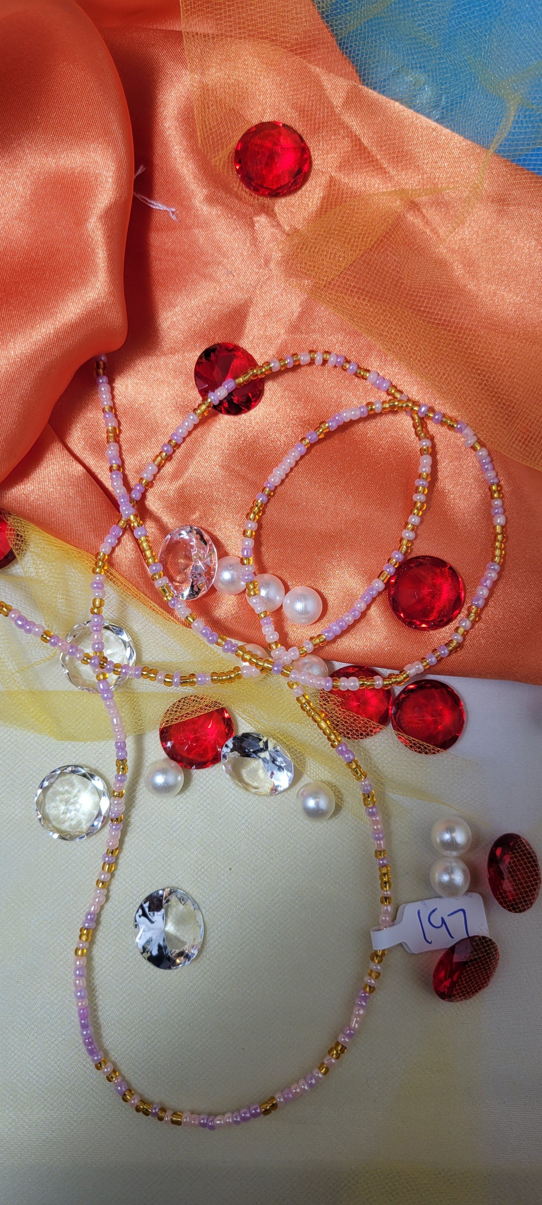 Soft Pink with Crystal Gold Waist Beads