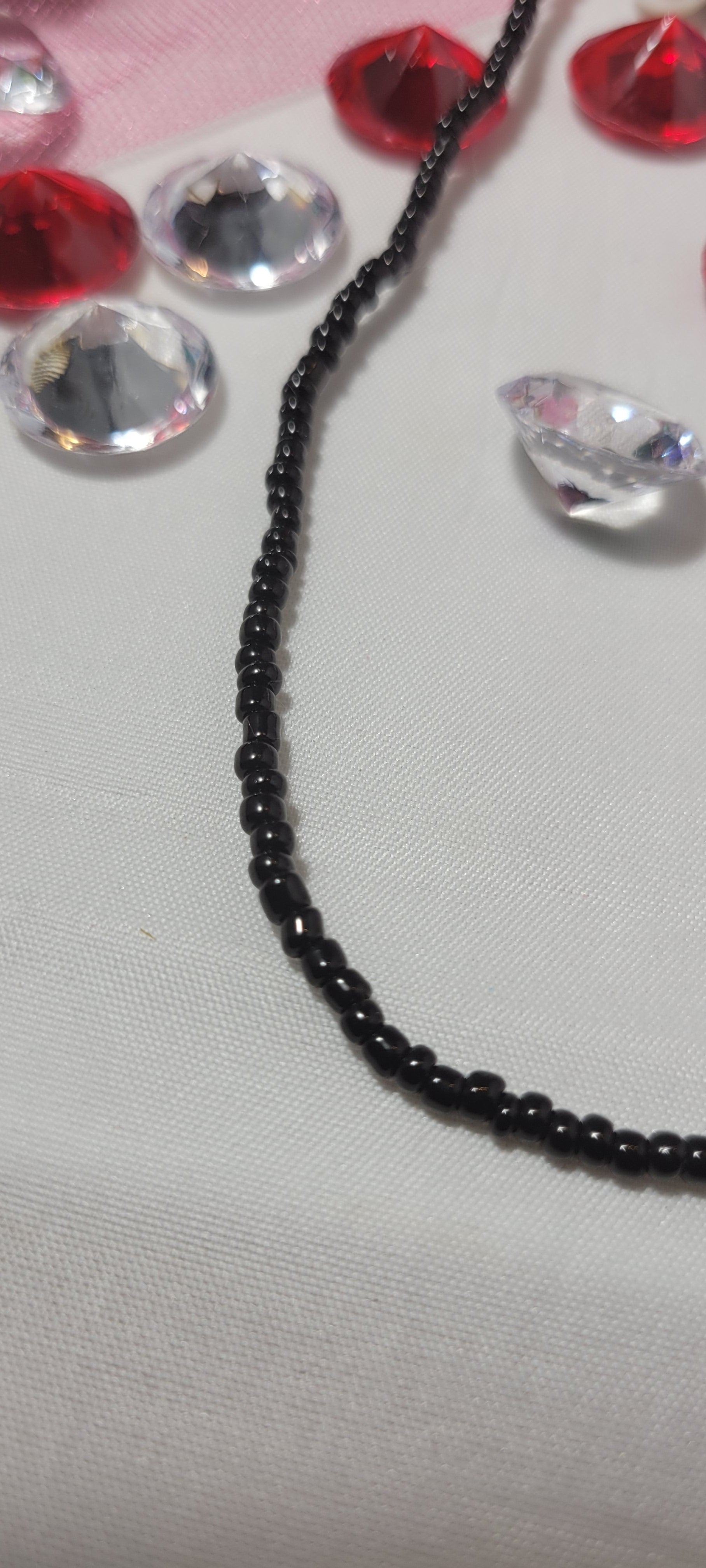 Solid Skinny Black Waist Beads