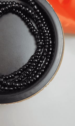 All-Black Thick Waist Beads - Beads Of Africa