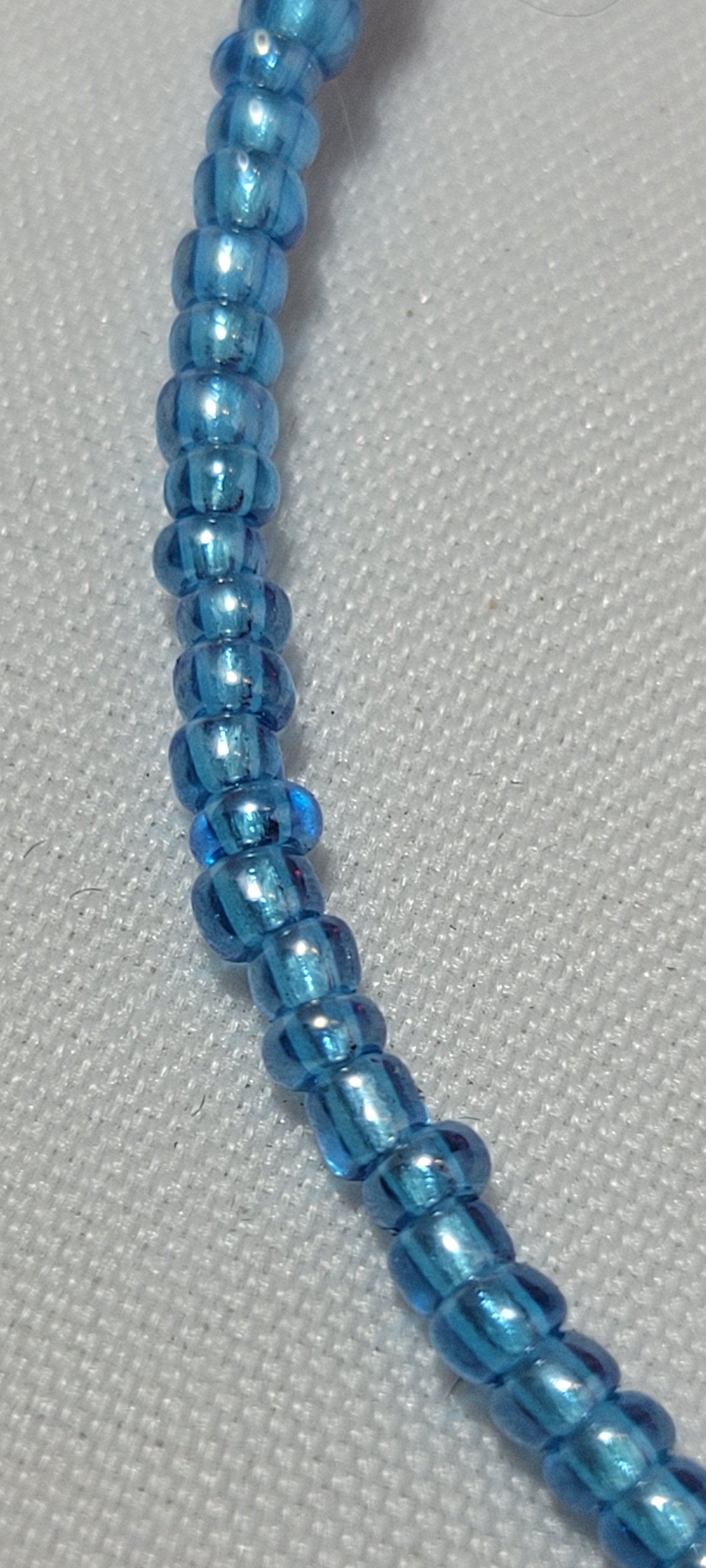 Solid Light Blue Shiny Waist Beads