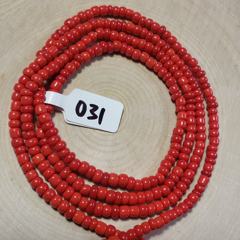 Solid Red Thick Waist Beads