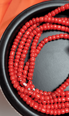 Thick Chili Red Waist Beads - Beads Of Africa