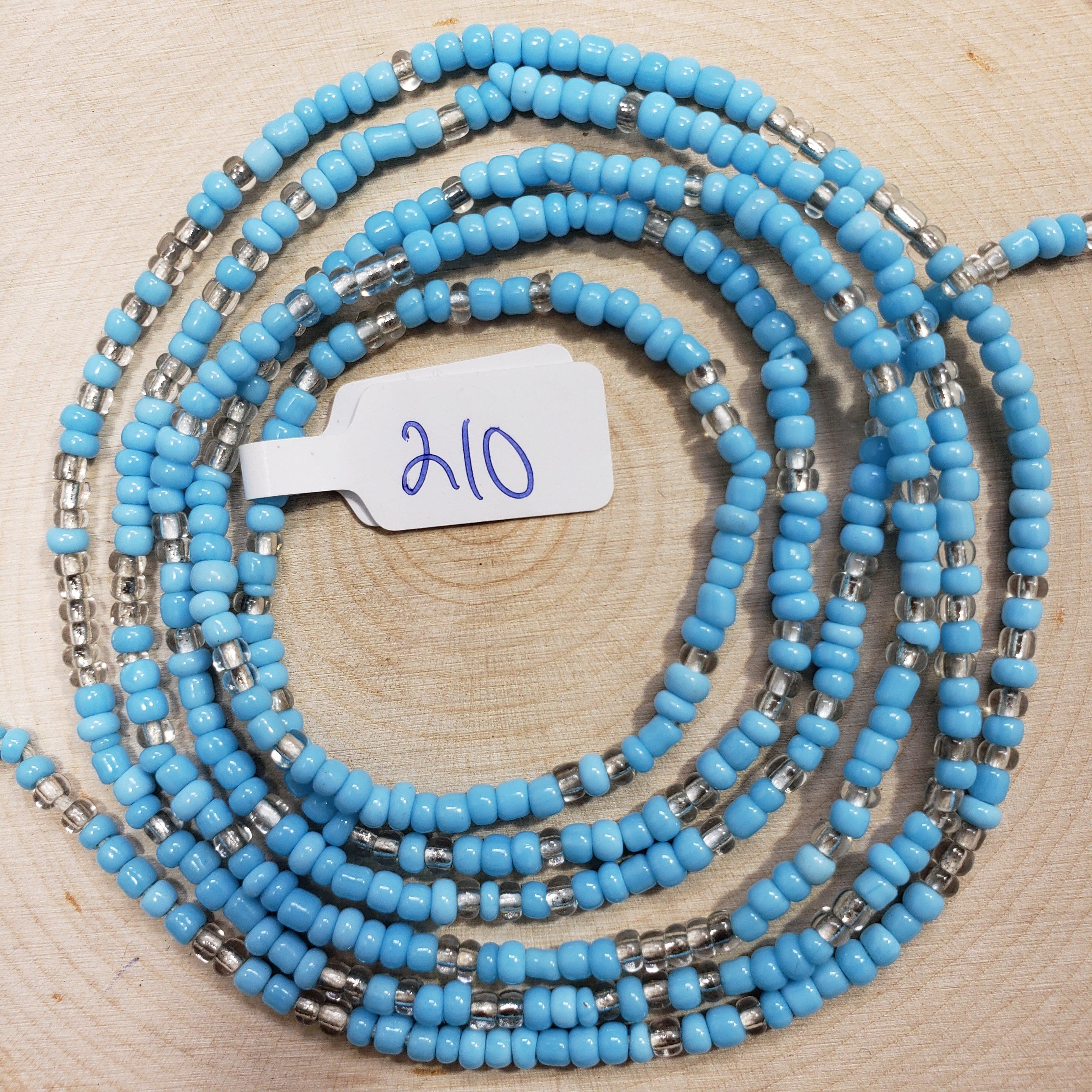 Solid Sky Blue with Crystal Clear Waist Beads