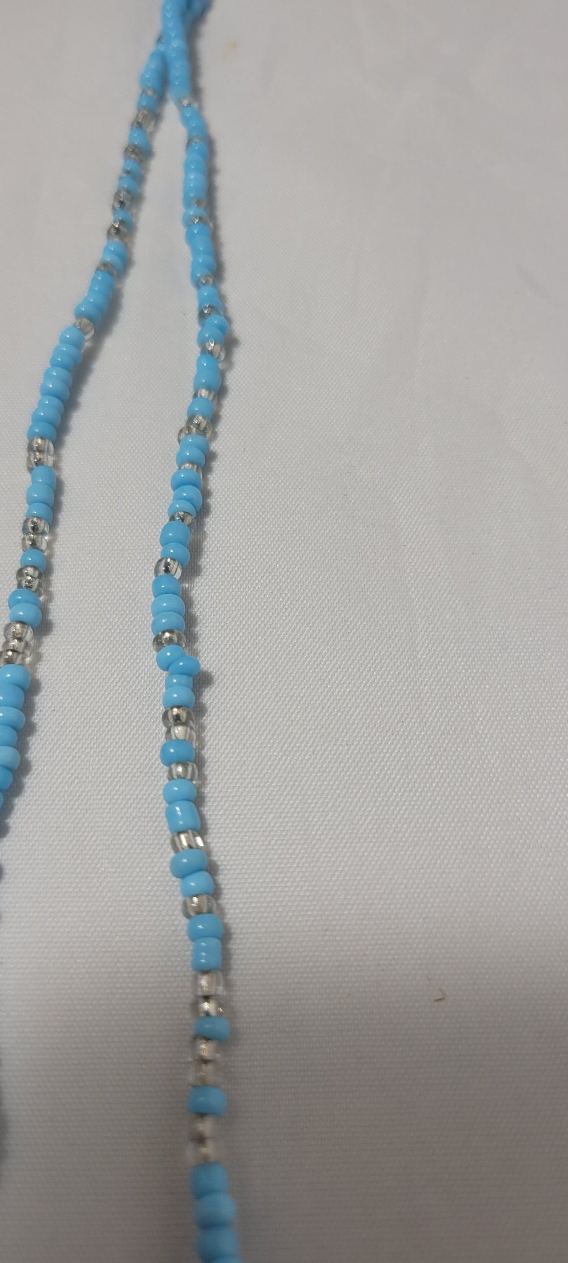 Solid Sky Blue with Crystal Clear Waist Beads