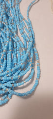 Solid Sky Blue with Crystal Clear Waist Beads