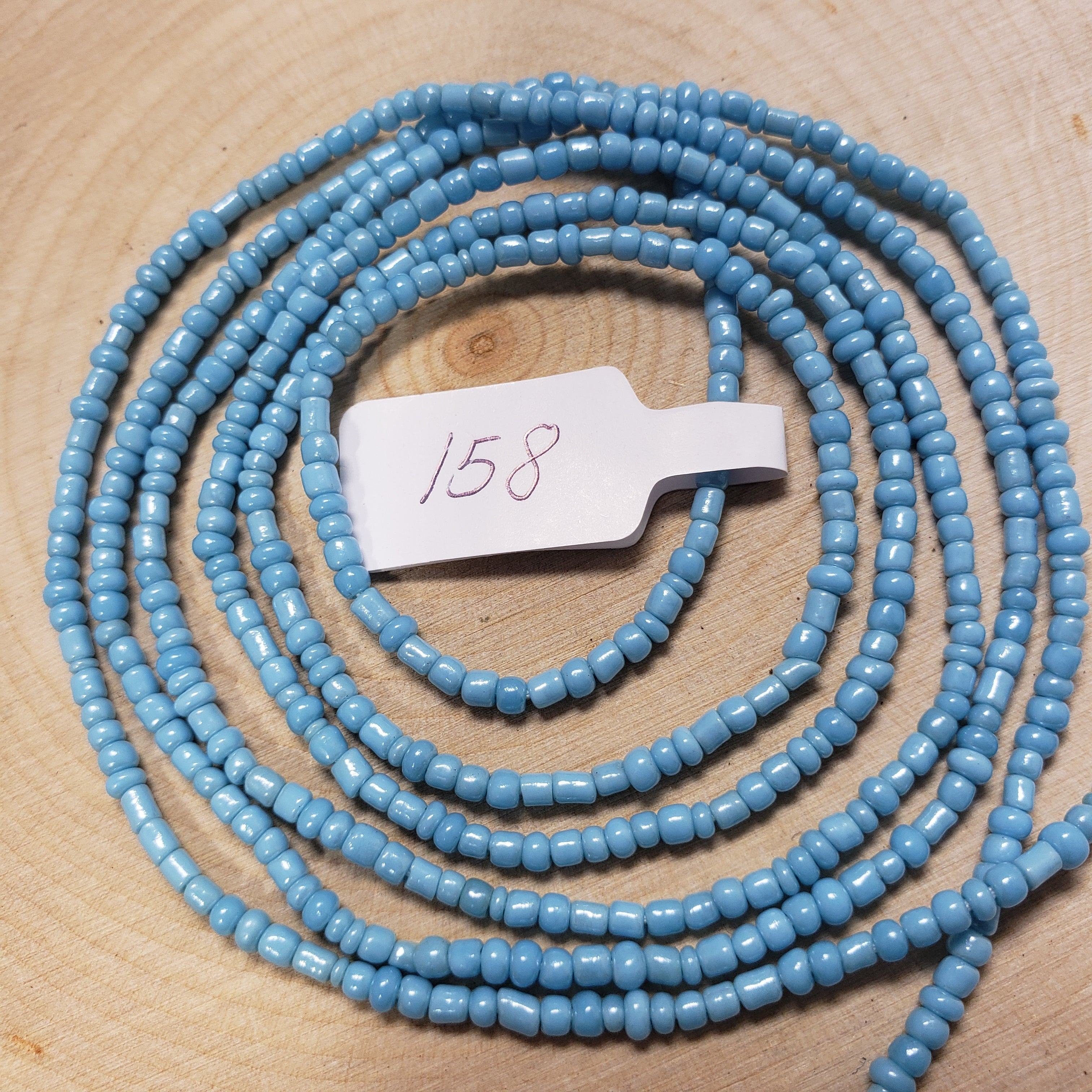 Solid Sky Blue Skinny Waist Beads