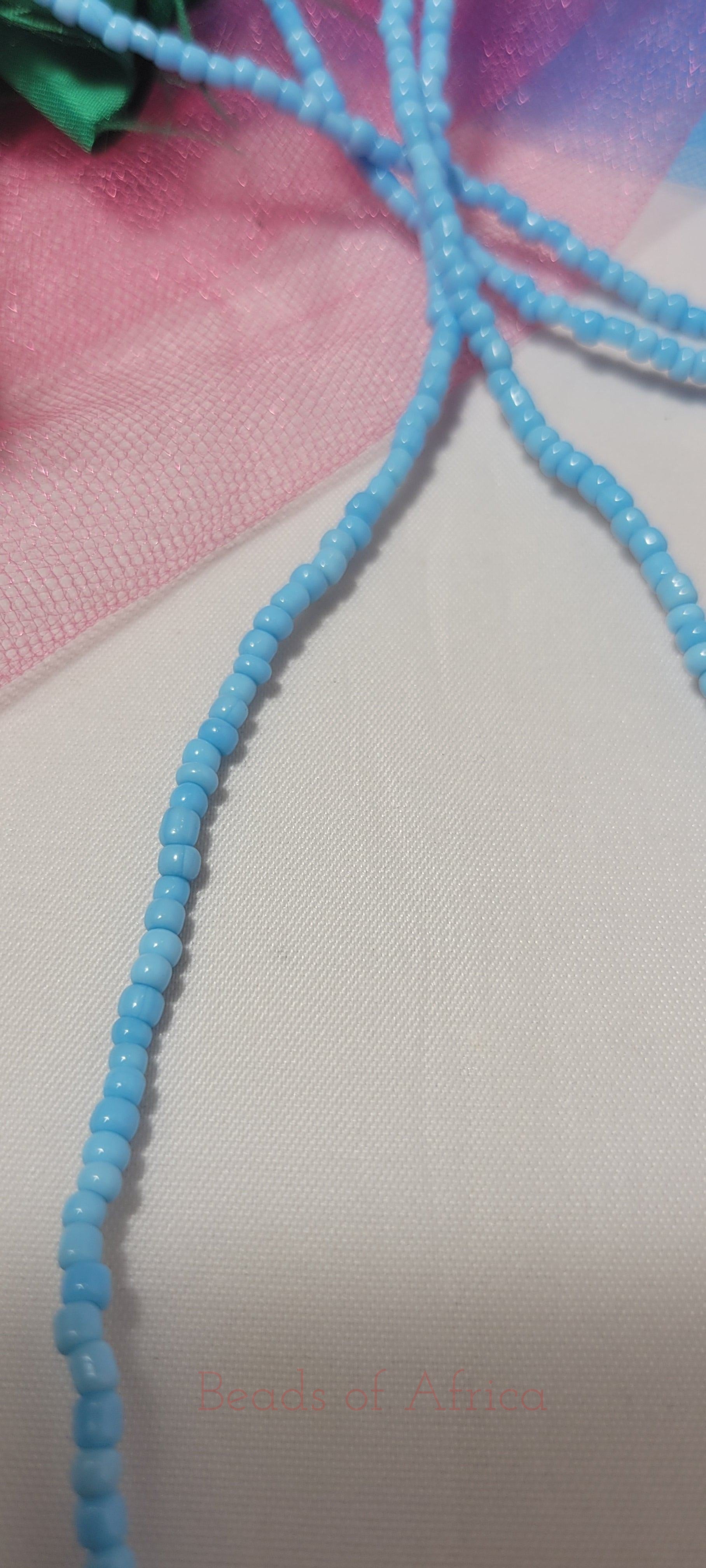 Solid Sky Blue Skinny Waist Beads