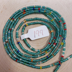 Teal with Multicolor Shiny Waist Beads