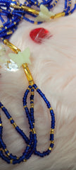 Triple Strand Blue and Gold Glow in the Dark Butterfly Waist Beads
