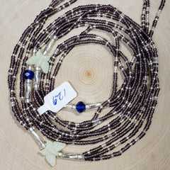 Triple Strand Glow in the Dark Butterfly Deep Purple and Clear Waist Beads