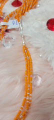 Triple Strand Glow in the Dark Butterfly Orange Crystal Waist Beads