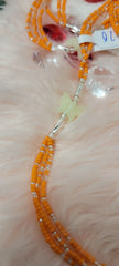 Triple Strand Glow in the Dark Butterfly Orange Crystal Waist Beads